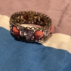 4/$20 anthropologie silver coral pink heart bohemian bracelet